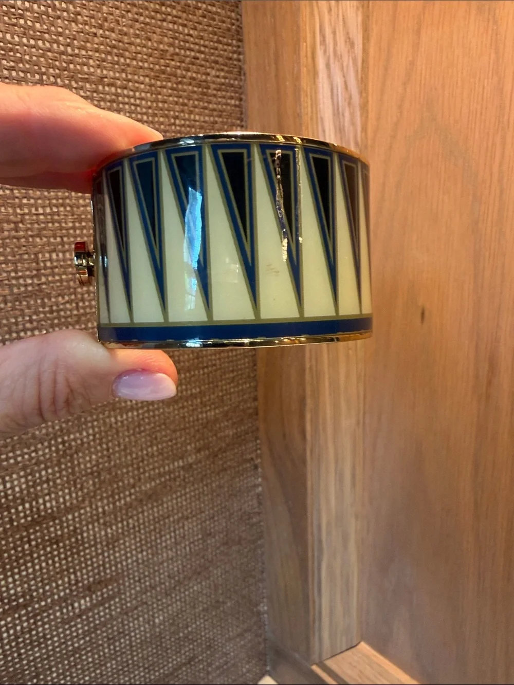 Navy and Cream Geometric Cuff Bracelet - women Accessories